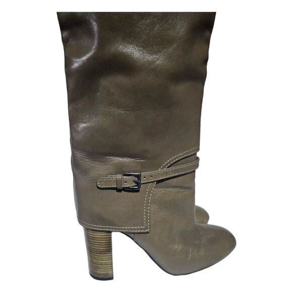 TORY BURCH Faye Olive Leather Knee High Boots - Size 6 1/2 - Picture 6 of 11